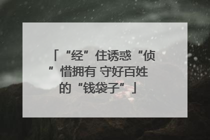 “经”住诱惑“侦”惜拥有 守好百姓的“钱袋子”