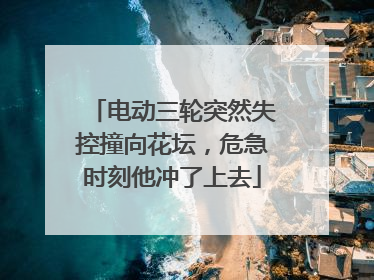 电动三轮突然失控撞向花坛，危急时刻他冲了上去