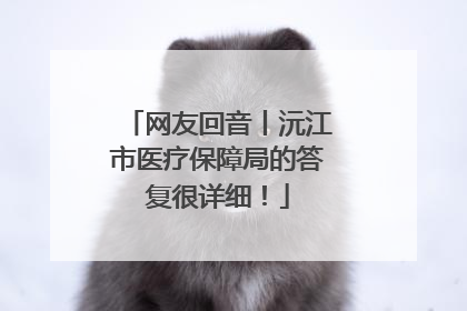网友回音丨沅江市医疗保障局的答复很详细！