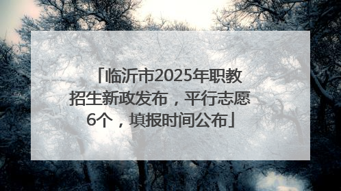 临沂市2025年职教招生新政发布，平行志愿6个，填报时间公布