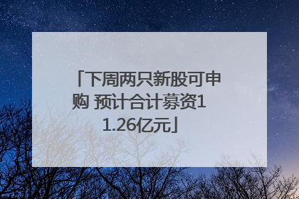 下周两只新股可申购 预计合计募资11.26亿元