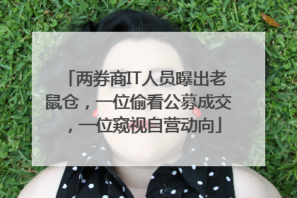 两券商IT人员曝出老鼠仓，一位偷看公募成交，一位窥视自营动向