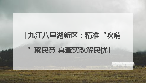 九江八里湖新区：精准“吹哨”聚民意 真查实改解民忧