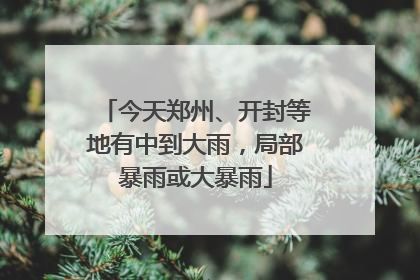 今天郑州、开封等地有中到大雨，局部暴雨或大暴雨