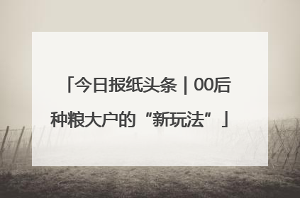 今日报纸头条｜00后种粮大户的“新玩法”