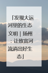 发现大运河里的生态文明｜扬州：让致富河流淌出好生态