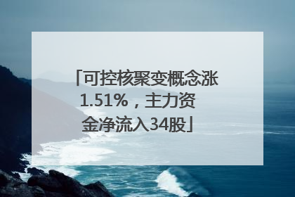 可控核聚变概念涨1.51%，主力资金净流入34股