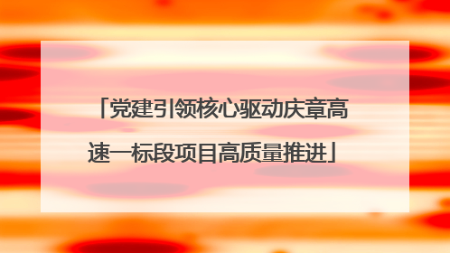 党建引领核心驱动庆章高速一标段项目高质量推进