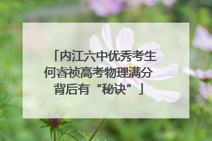 内江六中优秀考生何睿祯高考物理满分背后有“秘诀”