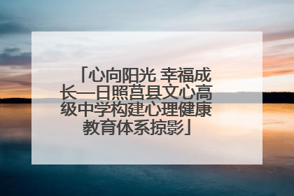 心向阳光 幸福成长—日照莒县文心高级中学构建心理健康教育体系掠影