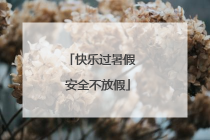 快乐过暑假 安全不放假