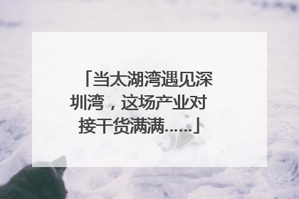 当太湖湾遇见深圳湾，这场产业对接干货满满……