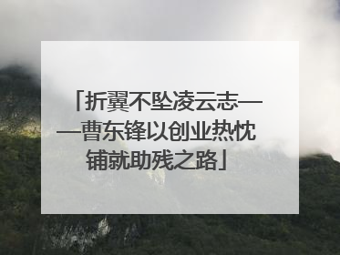 折翼不坠凌云志——曹东锋以创业热忱铺就助残之路