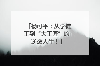 杨可平：从学徒工到“大工匠”的逆袭人生！