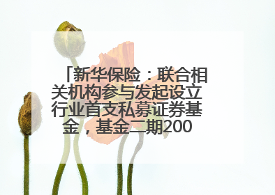 新华保险：联合相关机构参与发起设立行业首支私募证券基金，基金二期200亿元已募集完毕