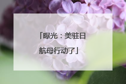 曝光：美驻日航母行动了