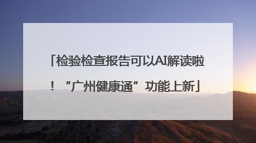 检验检查报告可以AI解读啦！“广州健康通”功能上新