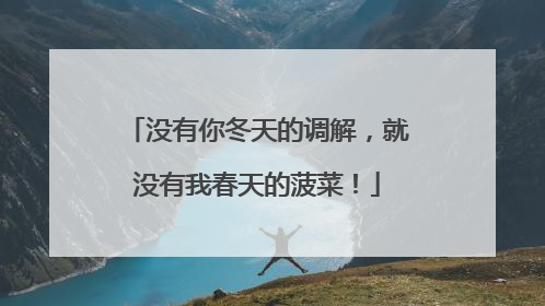 没有你冬天的调解，就没有我春天的菠菜！