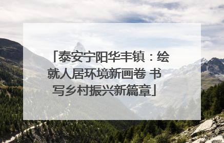 泰安宁阳华丰镇：绘就人居环境新画卷 书写乡村振兴新篇章