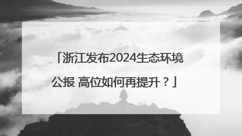 浙江发布2024生态环境公报 高位如何再提升？