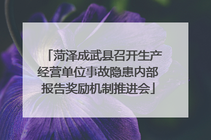 菏泽成武县召开生产经营单位事故隐患内部报告奖励机制推进会