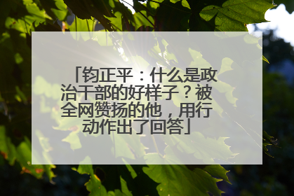 钧正平：什么是政治干部的好样子？被全网赞扬的他，用行动作出了回答
