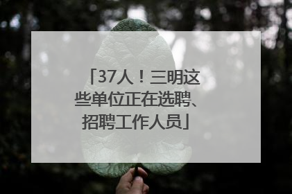 37人！三明这些单位正在选聘、招聘工作人员